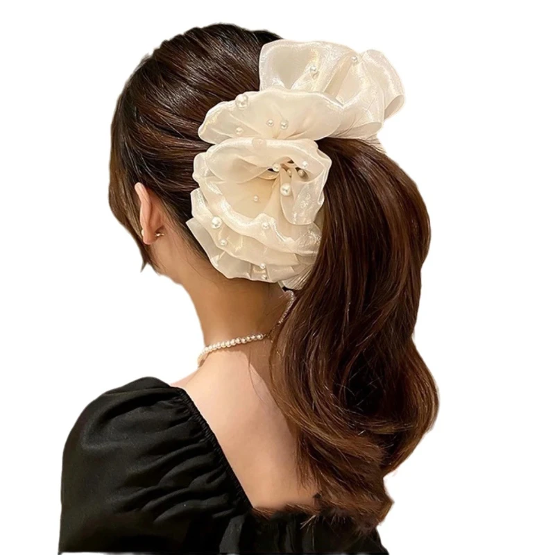 Pearl Grab Clip Women\'s Large Luxury Hair Clips Elegant Elegant Style Black Hair Clip Back Head Spoon Black White Clip Headwear