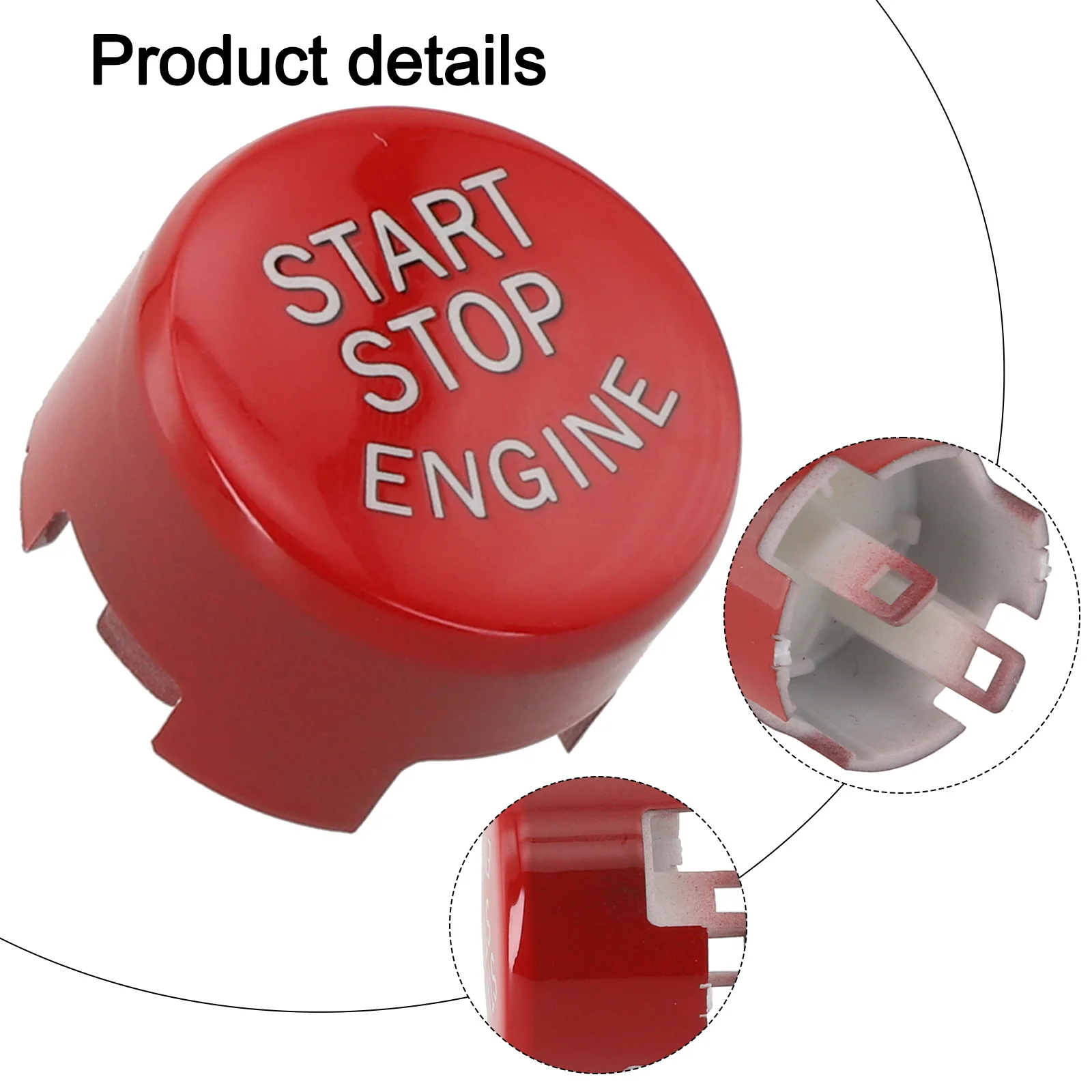 Red Engine Start Stop Switch Red Start Button Sporty Design Wear-resistant ABS Plastic Material Direct Replacement