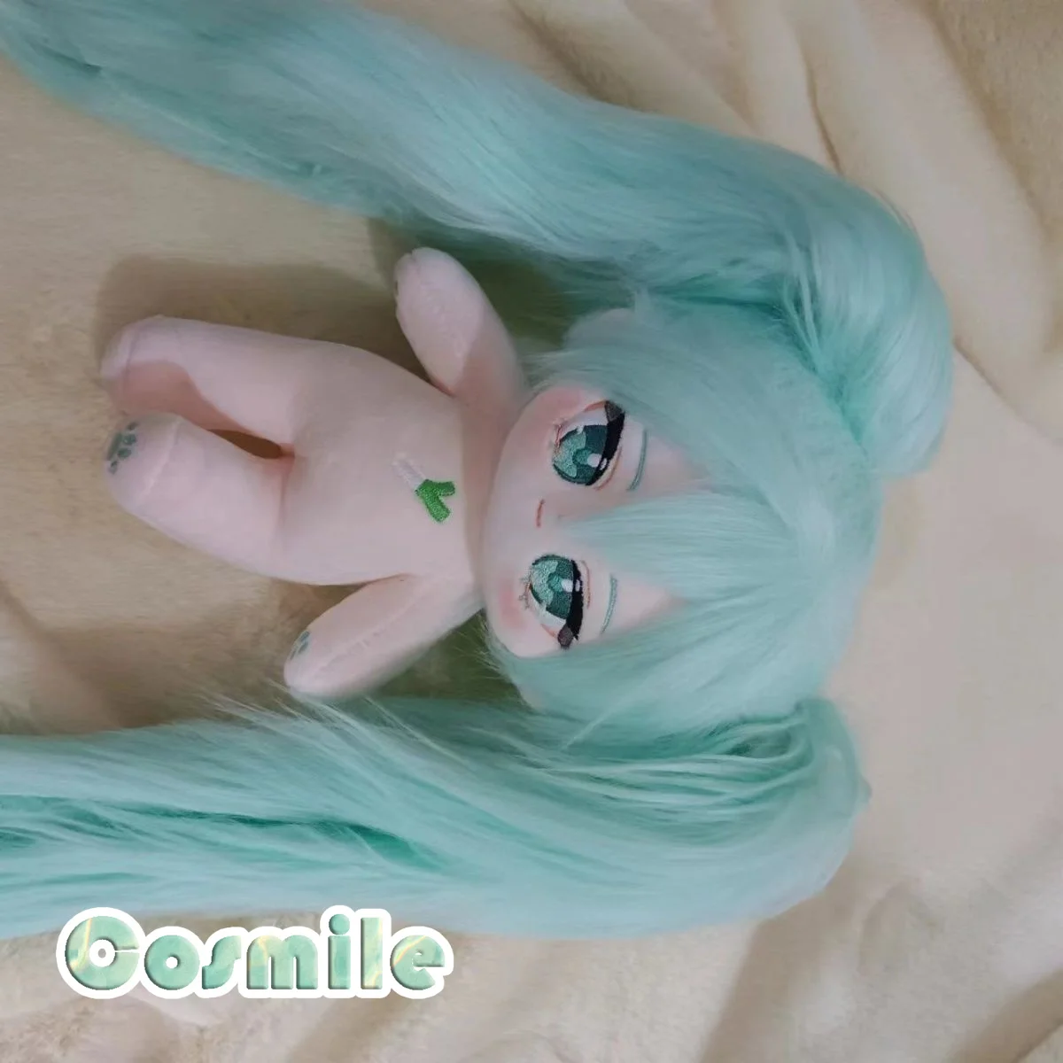 No attributes Kpop Star Idol Girl Group Cute Kawaii Green Bunches Hair Stuffed Plushie Plush 20cm Doll Body XM