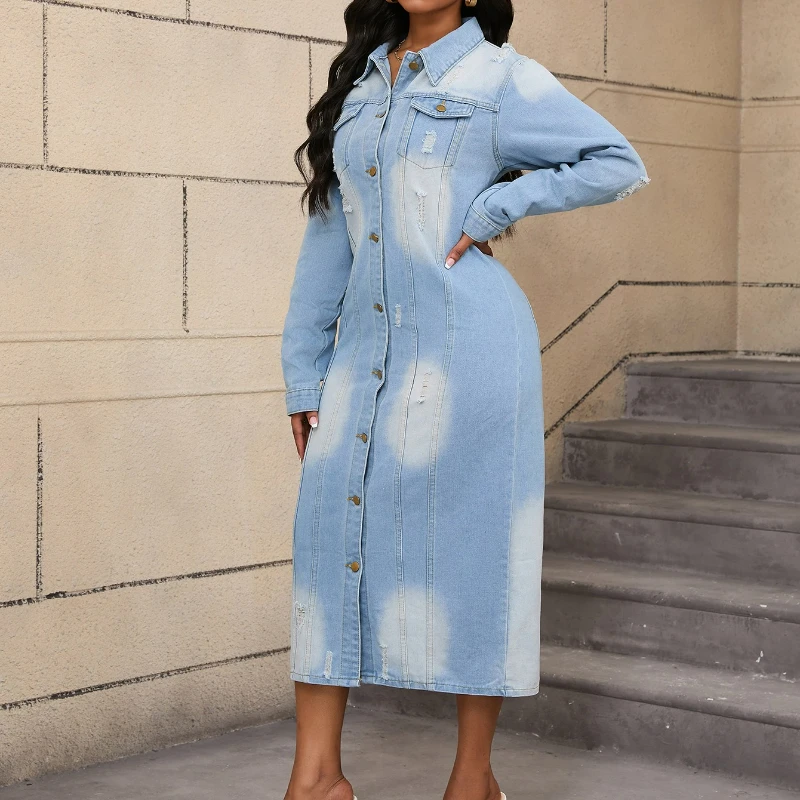 

Autumn and Winter 2026 Featuring Loose Design and Elegant Style Denim Coat Retro Single-breasted Mid-length Denim Jacket New