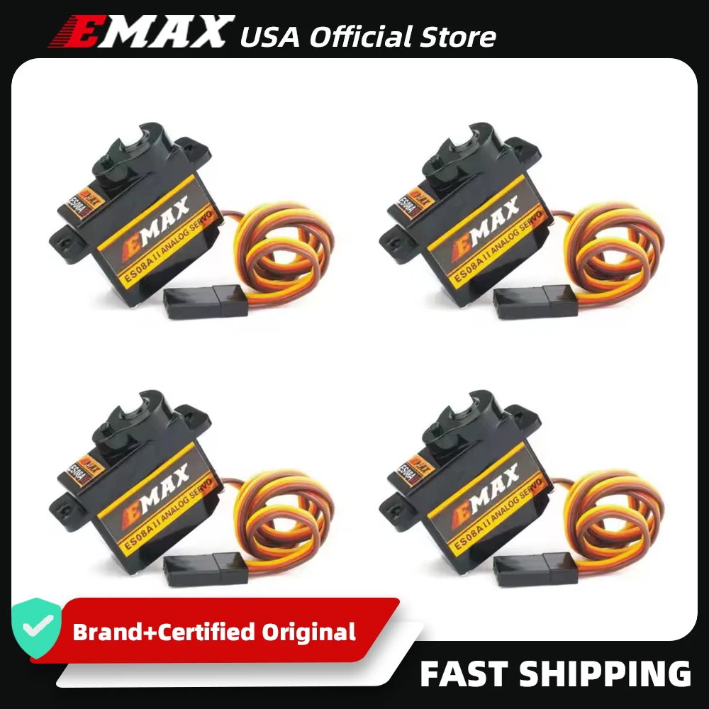 

EMAX USA Official 4PCS ES08A II Mini Plastic Gear Analog Servo 1.8kg-sec for RC Models &Robot