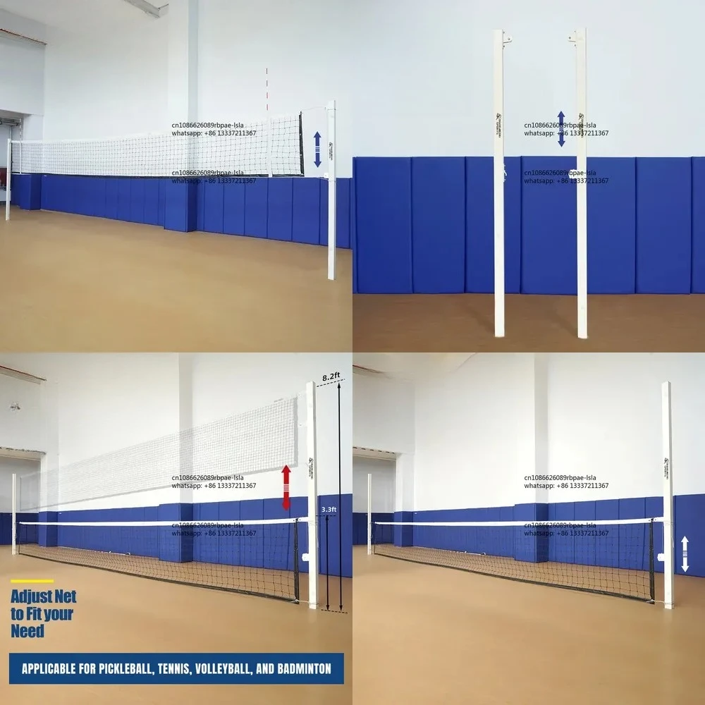 Multi-Function Aluminum Volleyball Pole Adjustable Height Badminton/Tennis Post Multi-Scene Use With Mesh System