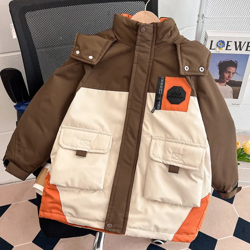 

Boys Down and cotton Jacket Windbreak Outerwear 2024 Classic Winter Autumn Warm Cotton Christmas Gift Children's Clothing