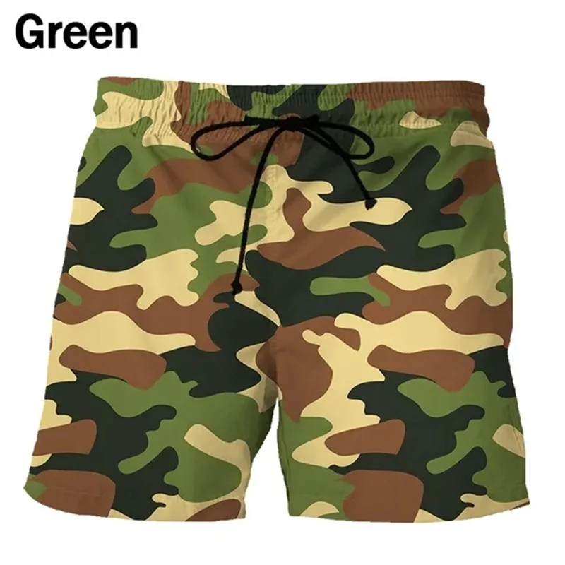 Camouflage Military Beach Shorts Men 3D Print Army Veteran Board Shorts Quick Dry Swimsuit Swim Trunks Cool Soldiers Ice Shorts