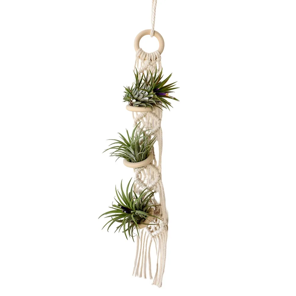 for Indoor Living Room Balcony Macrame Plant Hangers Handmade Garden Plant Pot Holder Decor Hanging Air Plant Holder Cotton Rope