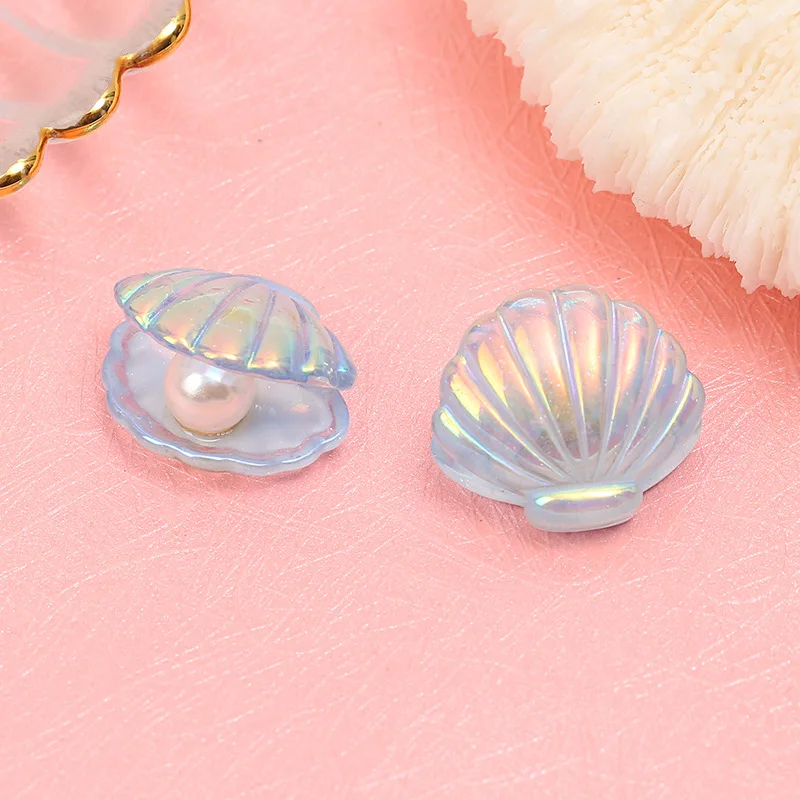 10/20 Stück Mini Rosa Lila Perlmutt Muscheln Harz Cabochons Sammelalbum Diy Haarnadel Zubehör für Mädchen Meerjungfrau Geburtstag Party Dekor – Detail 7