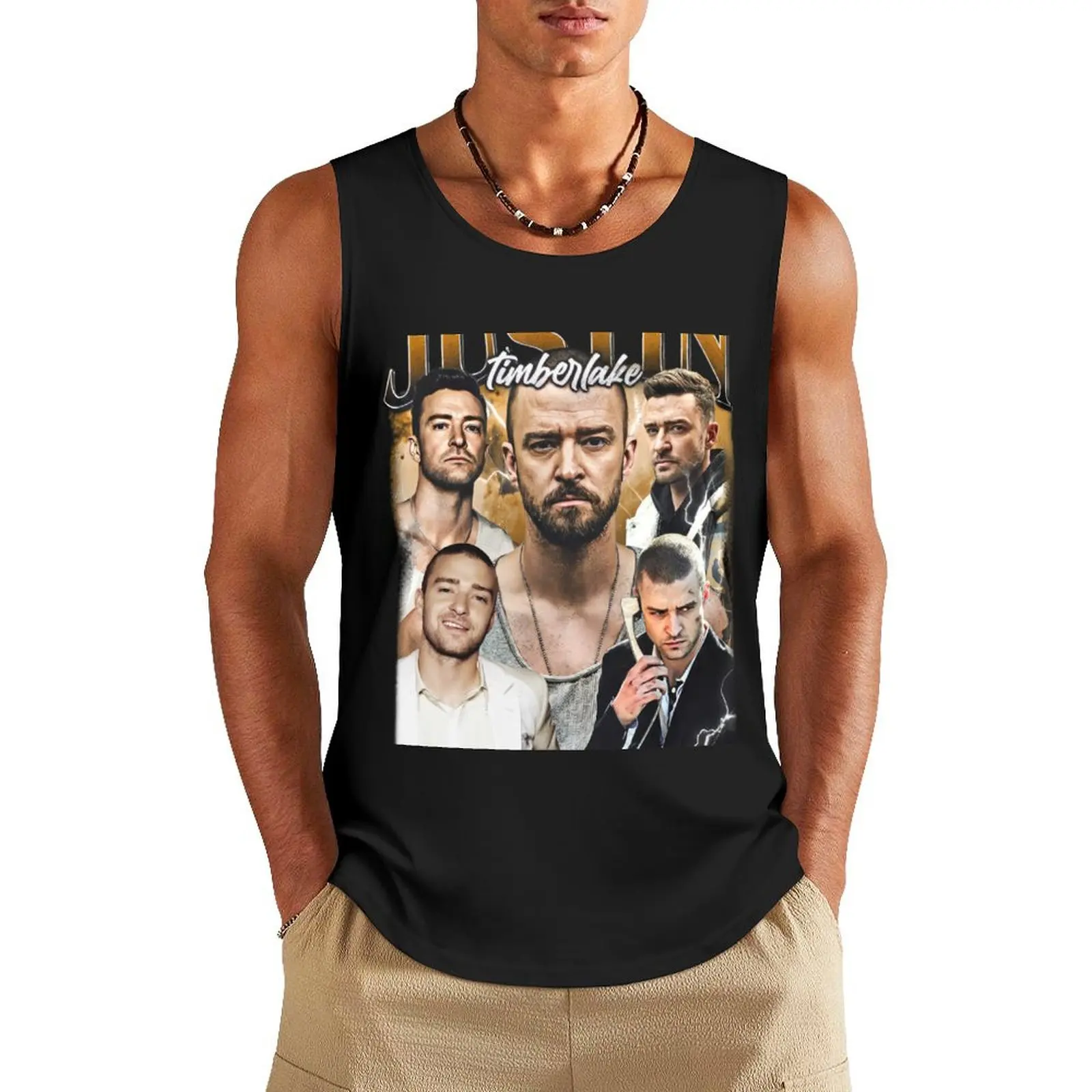 Homage Justin T-I-M-B-E-R-L-A-K-E Tank Top Sleeveless men sleeveless jackets