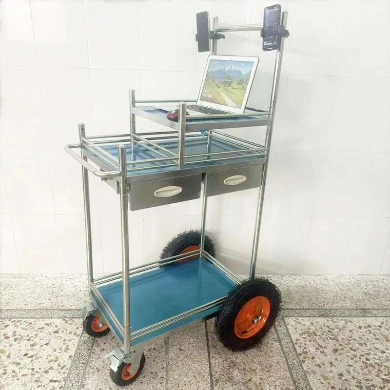 Stainless Steel Commercial Cart  Portable Duty Display Stand for Food Coffee & Retail  Easy To Move Sturdy and Durable Versatile