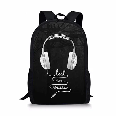 Tas punggung pola Headphone kreatif tas sekolah anak laki-laki perempuan tas buku siswa ransel kasual remaja ransel bepergian