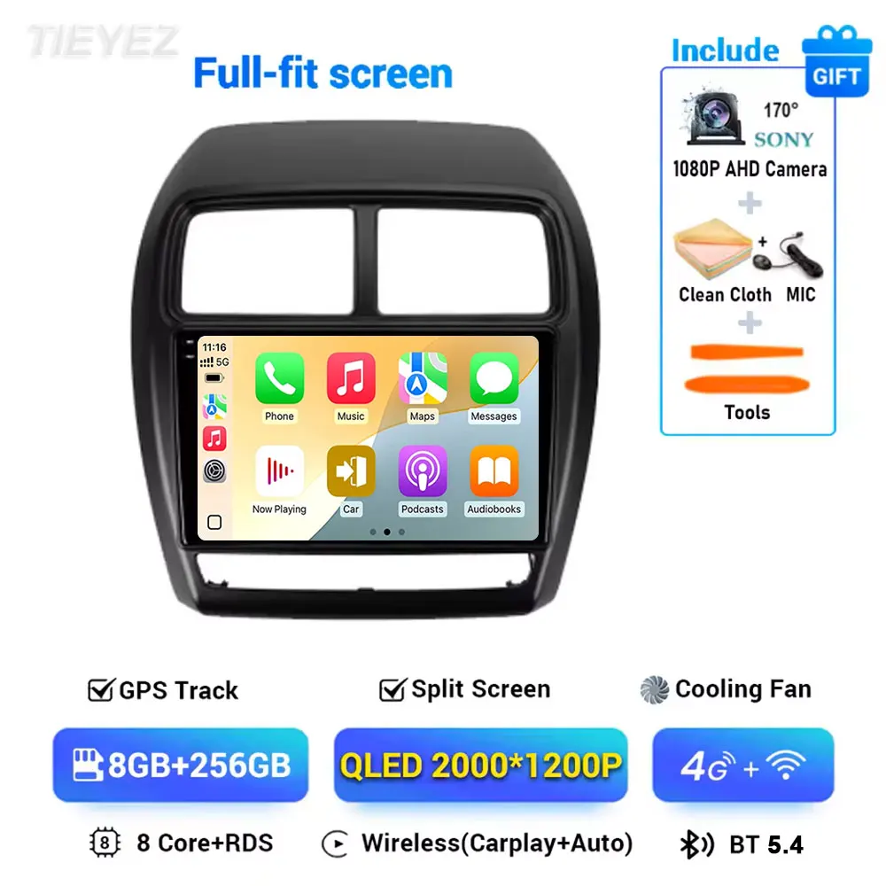 Voor Mitsubishi ASX 1 2016-2023 Android 15 Linksgestuurde Carplay Auto GPS Autoradio Navigatie Multimedia Video speler 4G BT