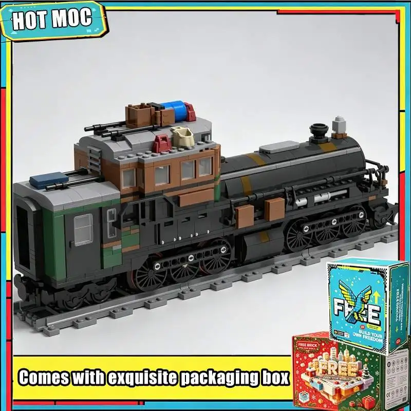 738PCS Post Apocalyptic Armored Train Locomotive City Railway Model Custom Building Blocks DIY Assembly Display Model Toy Gift