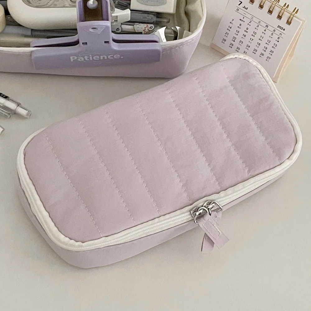 Creative Cotton Large-capacity Stationery Storage Bag Multi-function Candy Color Makeup Box Ins Cute Design Pencil Case Girls