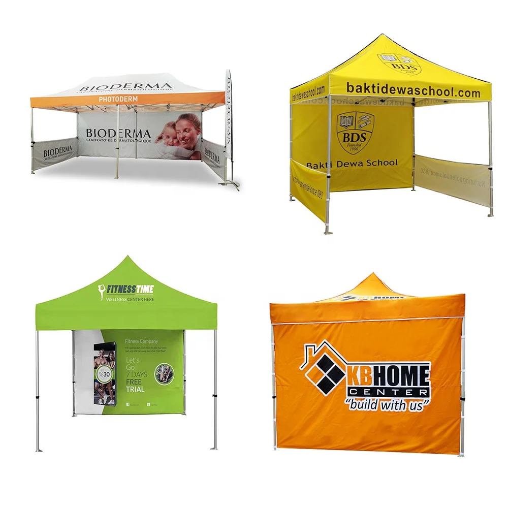 Hot selling： Logo Printed Oxford Fabric Tent Waterproof Sunproof Pop-up Folding Design for Trade Shows Beach Camping Sport