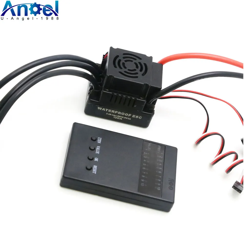 

Rc 120A Brushless ESC Electric Speed Controller with 5.8V / 3A SBEC 2-4S Programe card for 1/8 1:8 RC Car