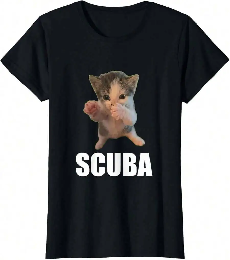 Cute Dancing Cat Funny Meme T-Shirt 100% Cotton Trendy Y2K Short-Sleeve Tee-Soft, Quick-Drying, Moisture-Wicking; Ideal Sports