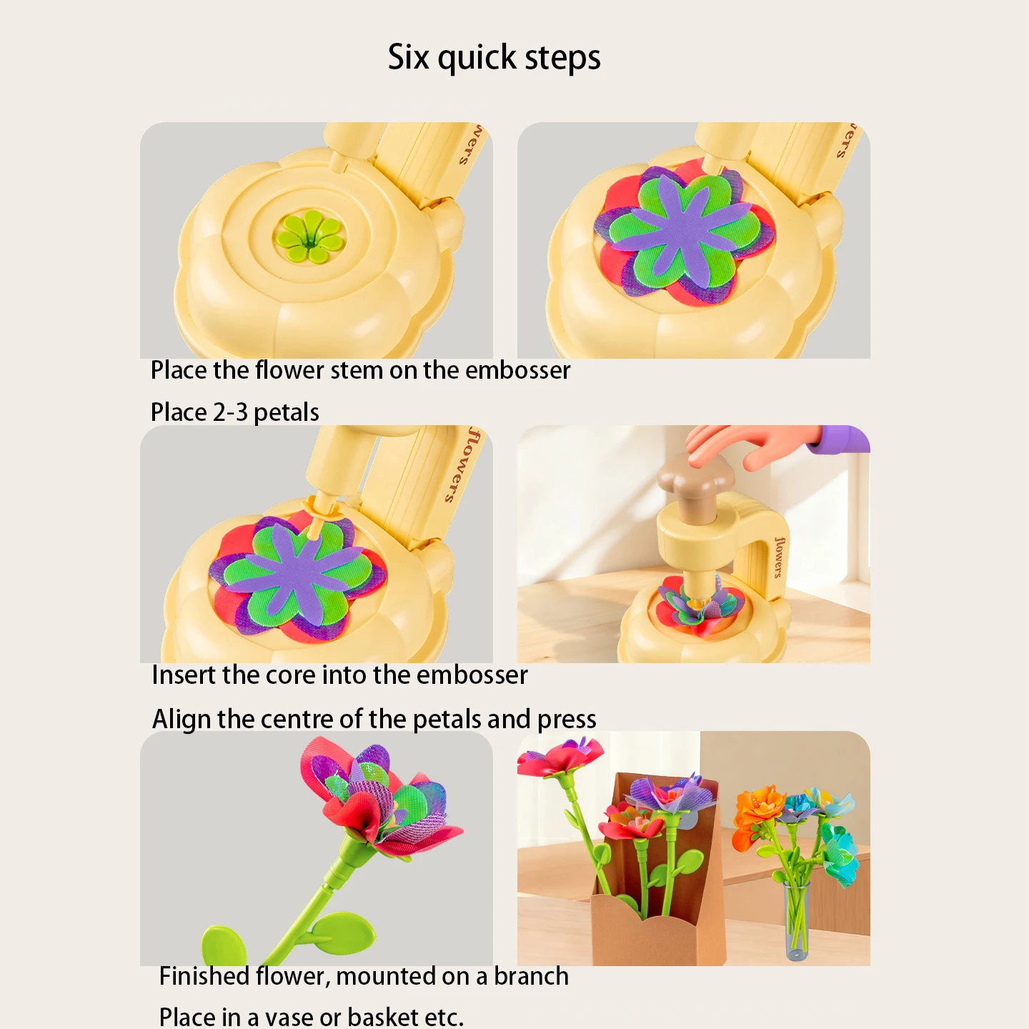 Máquina de estampado creativo DIY para niños, juego de estampado artesanal para niñas, conjunto de simulación, conjunto de materiales para hacer ramo, juguetes educativos