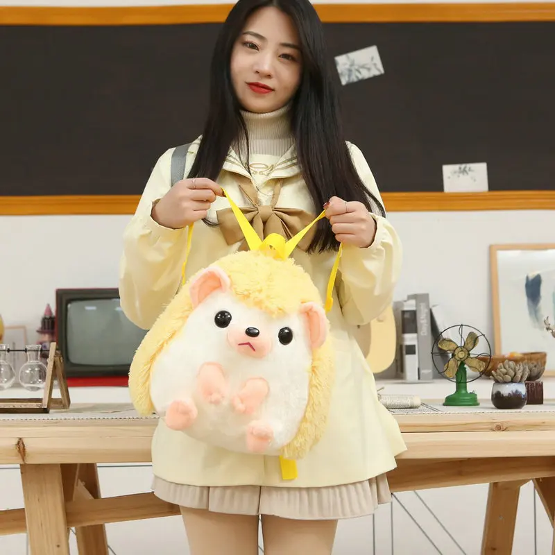 Zaino in peluche riccio Kawaii da 32 cm Borsa da scuola morbida e carina Borsa per animali adorabili dei cartoni animati Regali Studenti