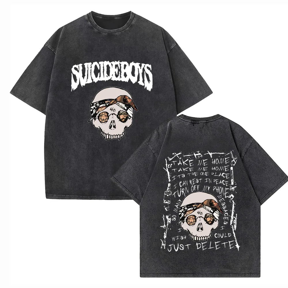 Suicideboys Washed T-shirt Suicideboys Fan T-shirt Unisex Harajuku Short Sleeve Tshirts