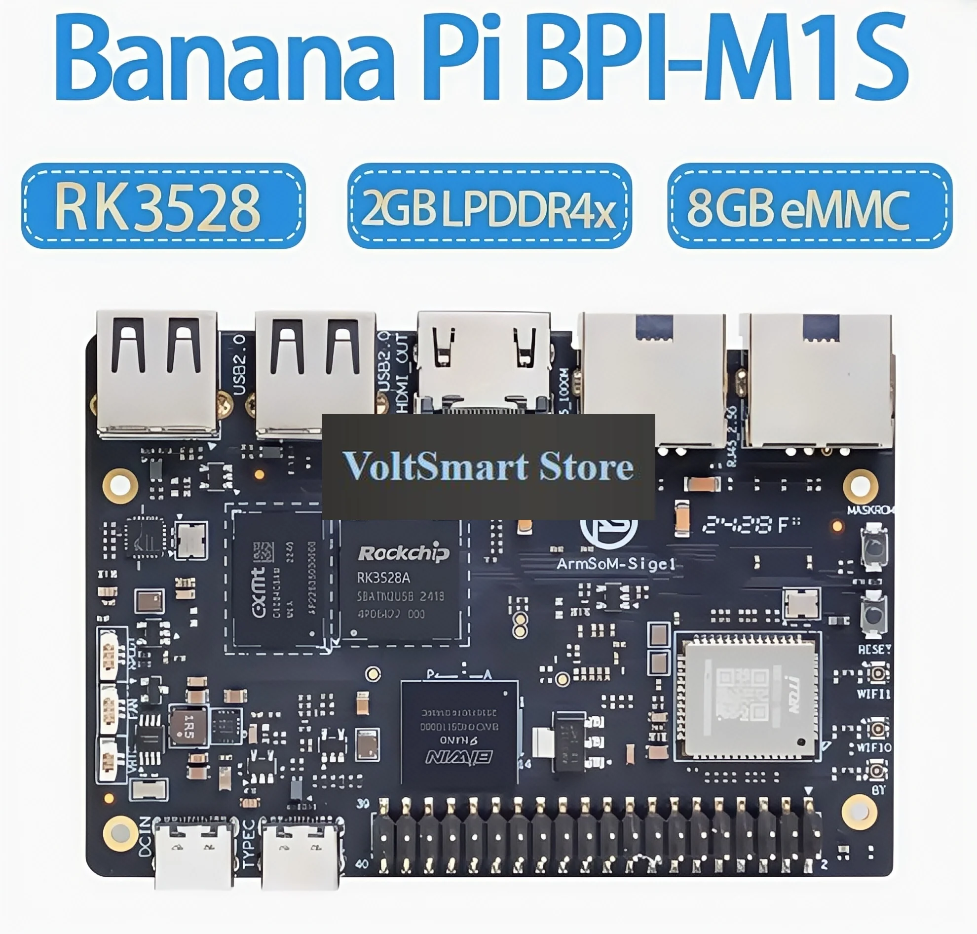 VoltSBanana Pi BPI-M1S Development Board BananaPi BPI-M1S RK3528 Supports 4K WiFi6 Lede Official Support
