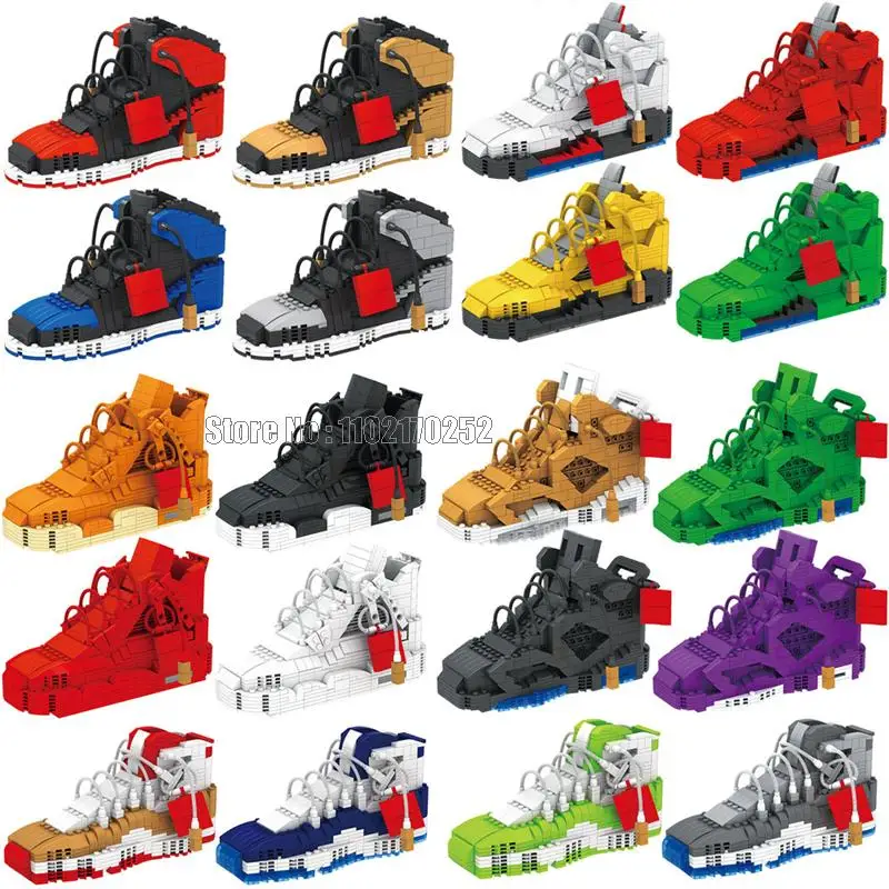 Diy Cute Basketball Shoes Pen Holder Creative Sneakers Sports Star Shoe Bricks Kids Gift Model Mini Diamond Building Blocks Toy