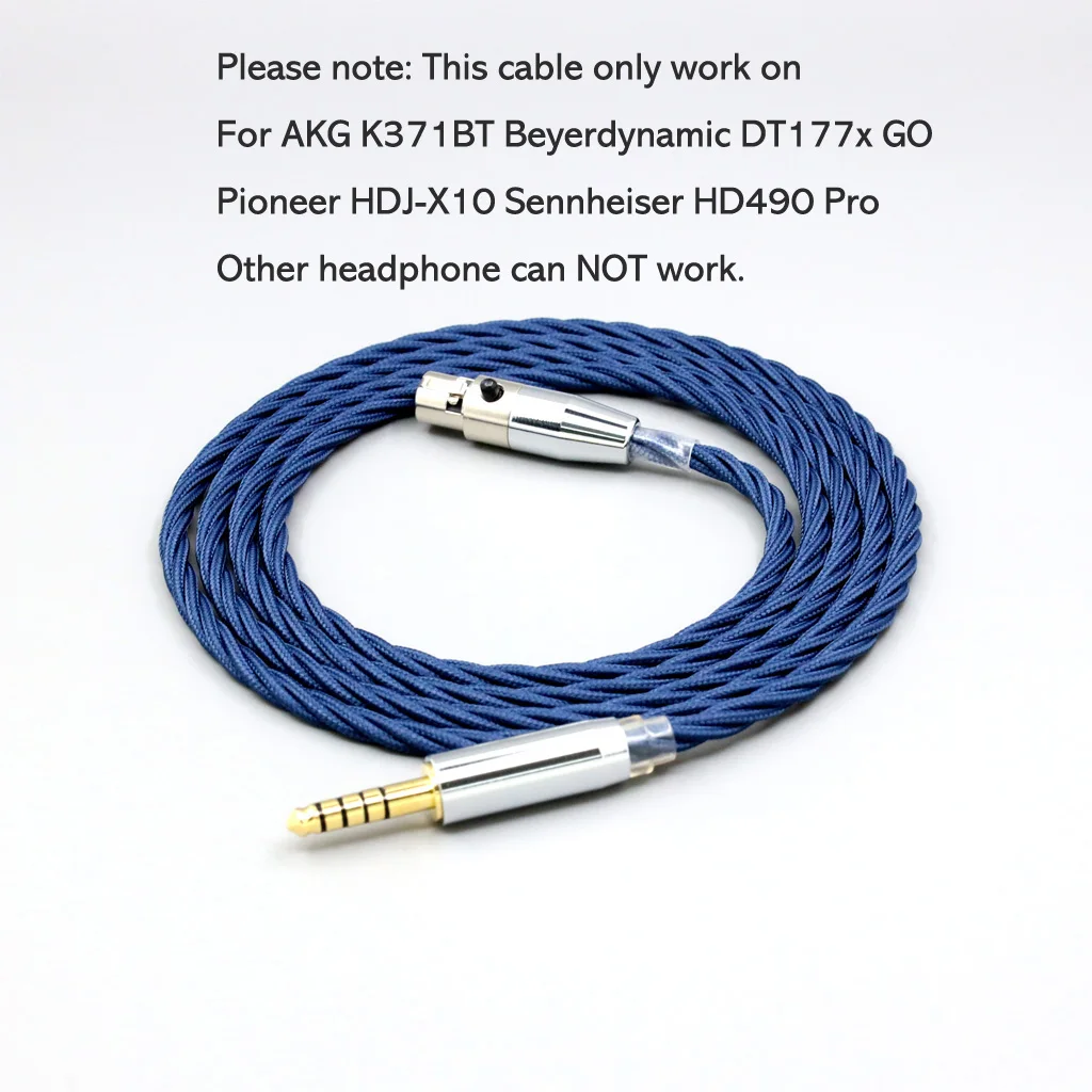 99% Pure Silver Full Sleeved Earphone Cable For AKG K371BT Beyerdynamic DT177x GO Pioneer HDJ-X10 Sennheiser HD490 Pro LN008579