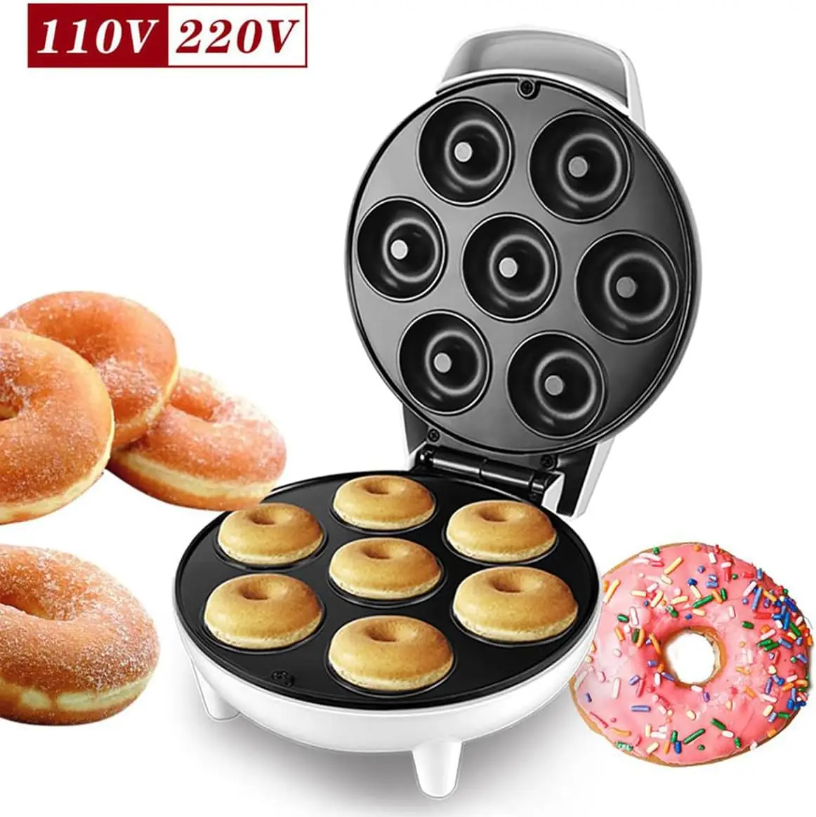 آلة دونات منزلية، آلة الإفطار، آلة الكيك، آلة الكعك الدائرية، آلة الخبز، آلة الغذاء الخفيفة، أبيض