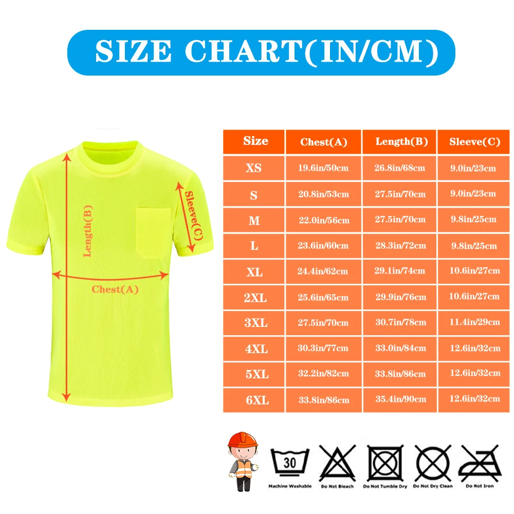 AYKRM High Vis Safety T-Shirt, Long Sleev Breathable Shirt Cooler High Visibility Shirt