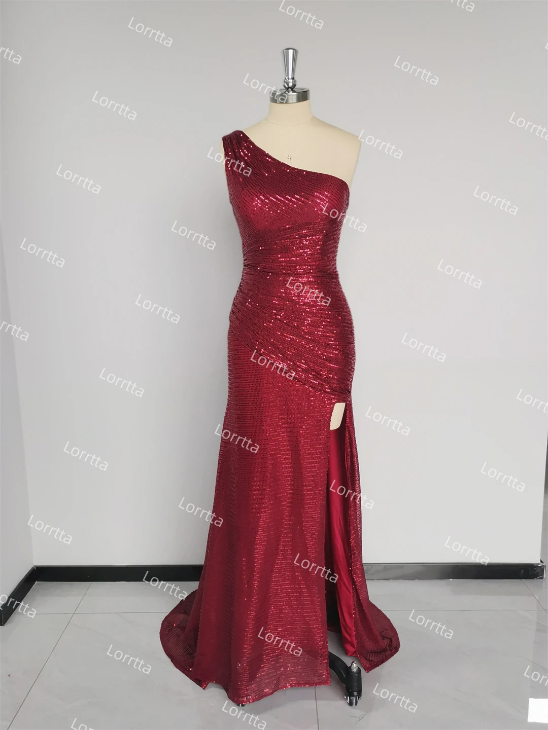 تسلق الترتر واحد الكتف فساتين لحفلات الكوكتيل المرأة بلا أكمام مطوي عارية الذراعين عالية سبليت الزفاف فساتين الضيوف مثير فستان حفلة موسيقية #5