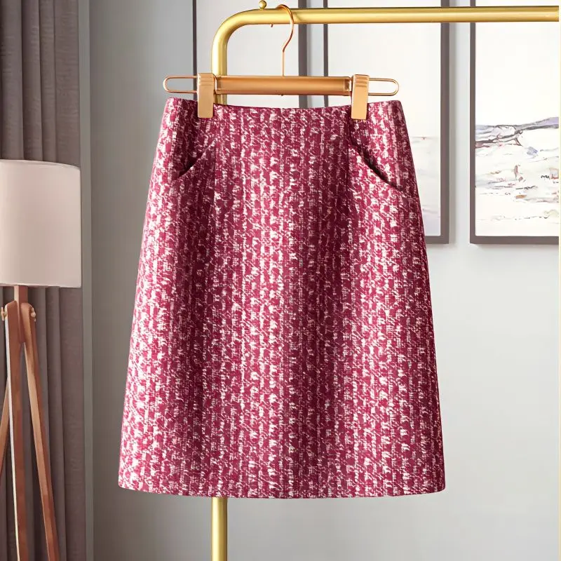 

A-line Woolen Short Skirt Autumn and Winter New Style Plaid Skirt Slimming Thickening Woolen Skirt Ladies 2024 News Skirts C92