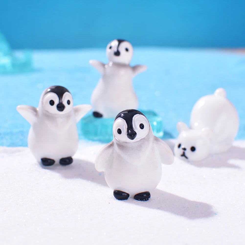 

1 set Mini Landscape Decoration Penguin Polar Bear Seal Figurines Resin Statues Garden Home Accessories Arctic Animals Craft DIY