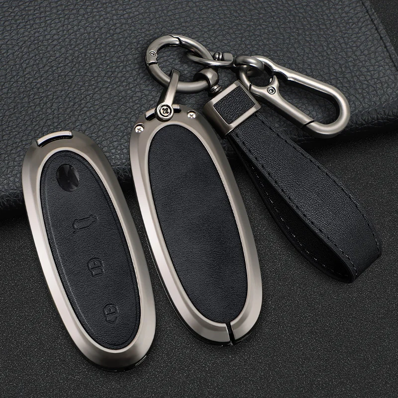 Zinc Alloy+Leather Car Key Case Cover Shell For Dongfeng NAMMI 01New Engery High Level Car Keychain Protective Accessories
