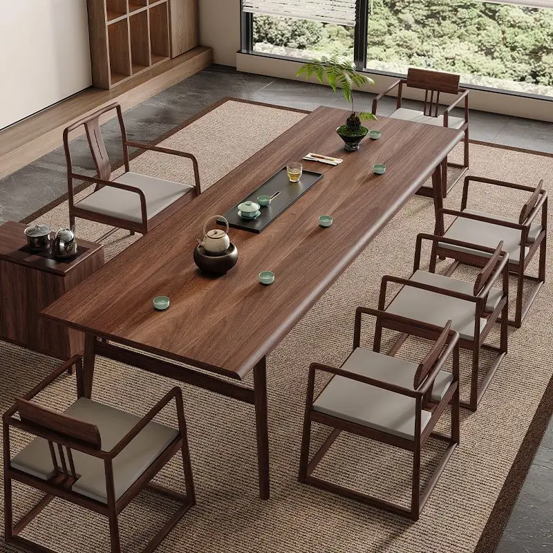 Tea table and study table integrated with ambient wooden arrangement