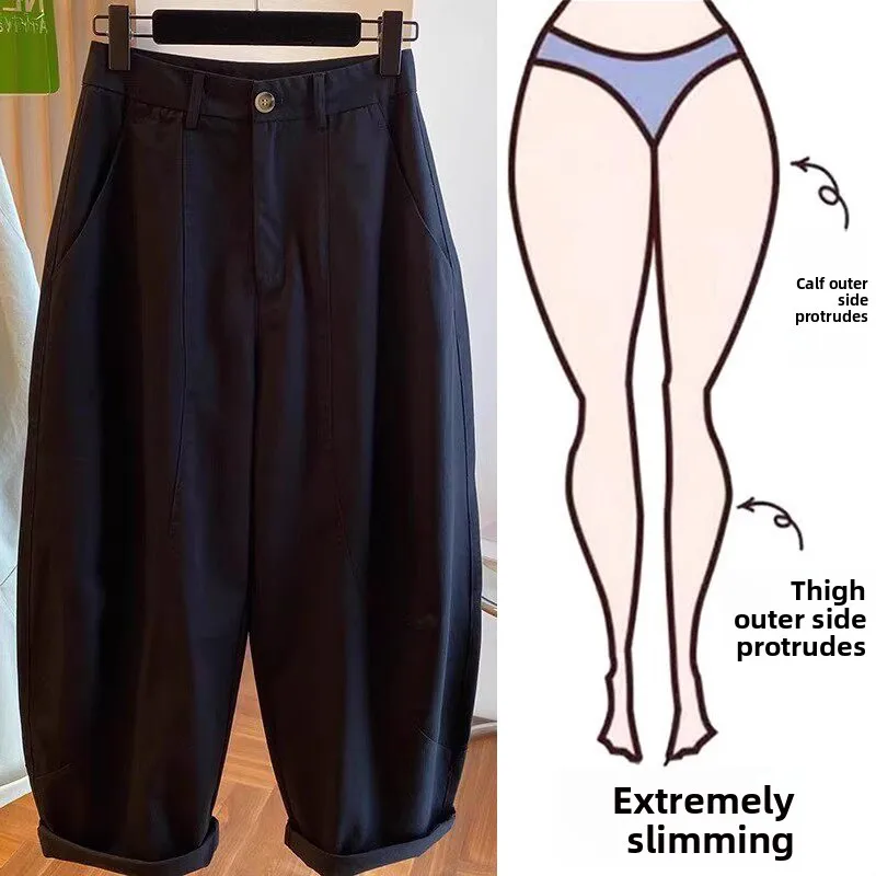 

Spring New plus Size Casual Women's Wide Leg Pants High Waist Versatile Knife Trousers Comfortable Loose Fit Big Size