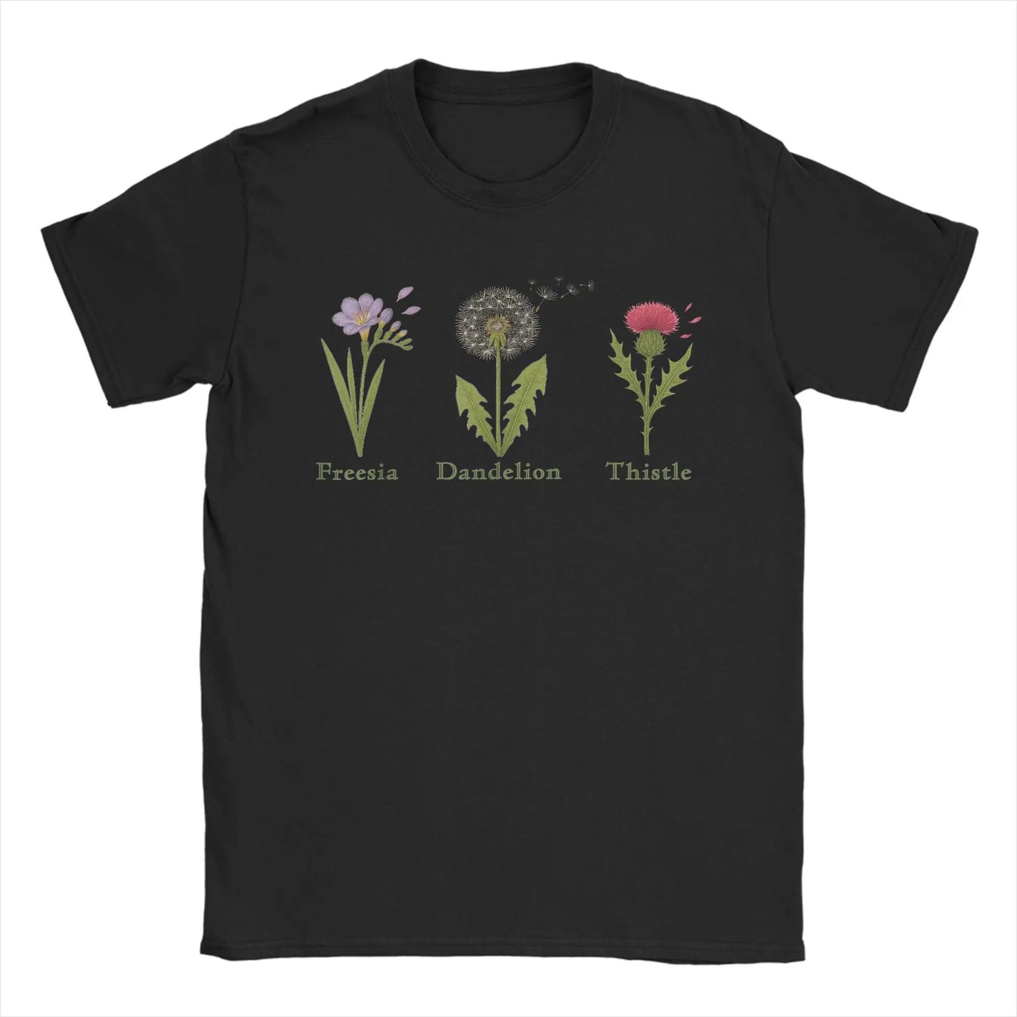 

Vintage Subtle Flowers Freesia Dandelion Thistle FDT Men T Shirts Amazing Tee Shirt Short Sleeve O Neck T-Shirt Gift Clothing