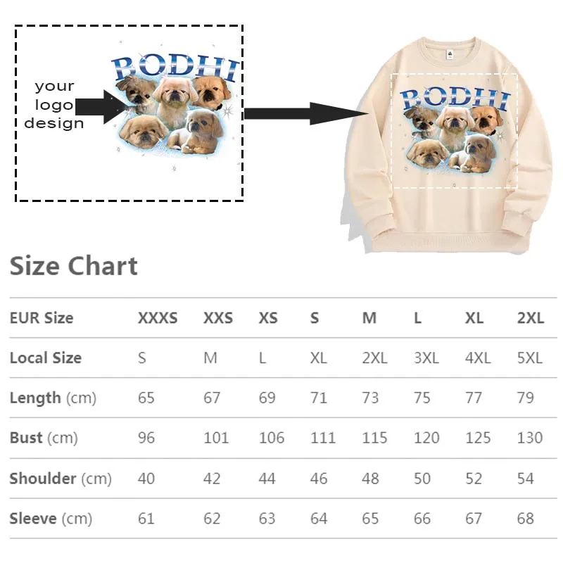 European Size Sweatshirts (XXXS-2XL) Free Logo Printing (1-Piece Minimum) 100% Polyester Thin Sweatshirts Lightweight SS-BMY351