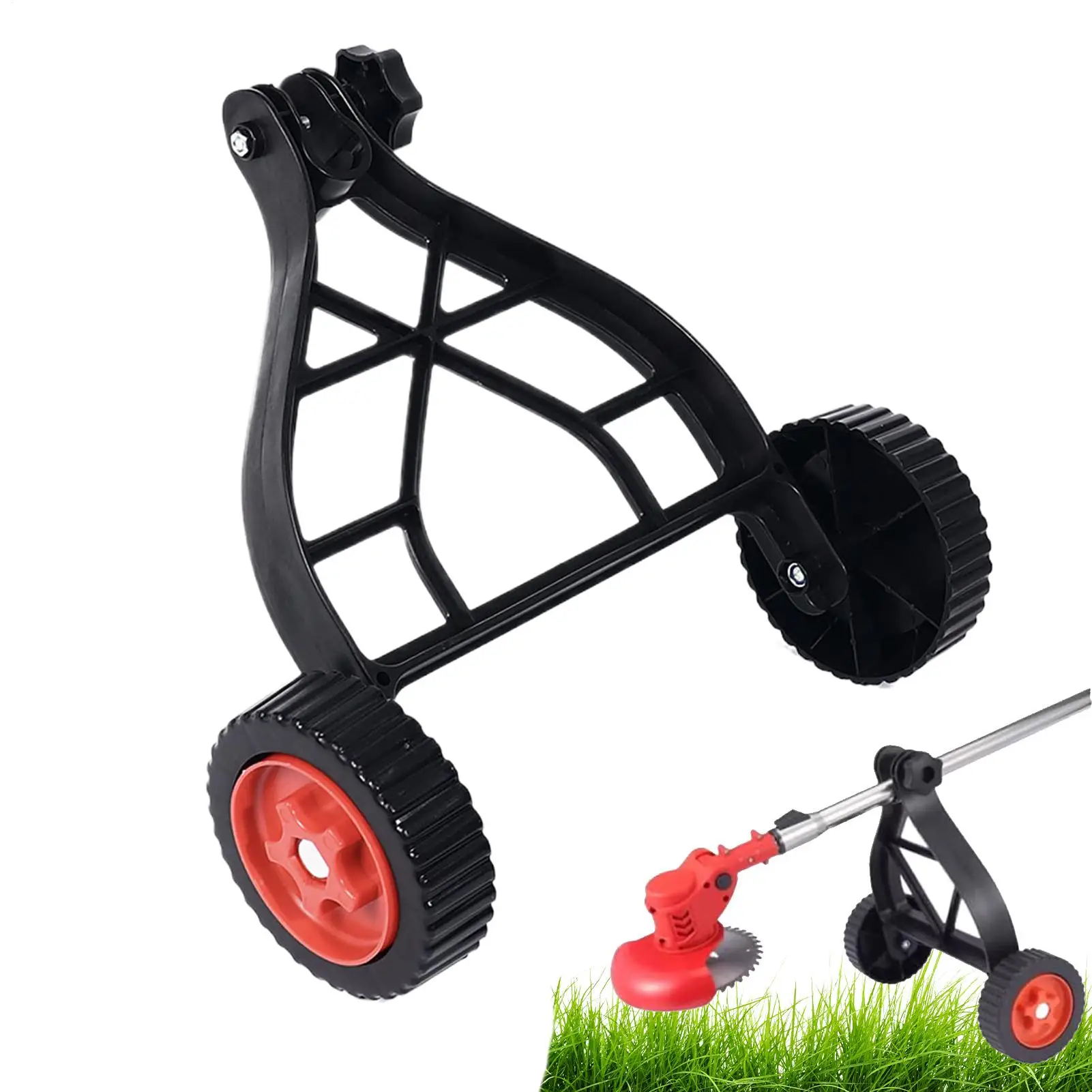 1pc Adjustable String Trimmer Support Wheels Push Lawn Mower Stand Auxiliary Wheels Lawn Mower Stand For Brush Cutter Part