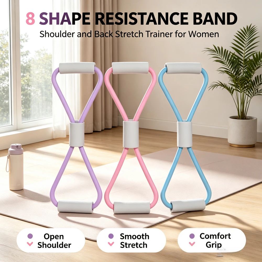 4pcs Household Elastic Band Portable Fitness Equipment Resistance Band Yoga Accessories Elastic Rope 8-character Tensioner