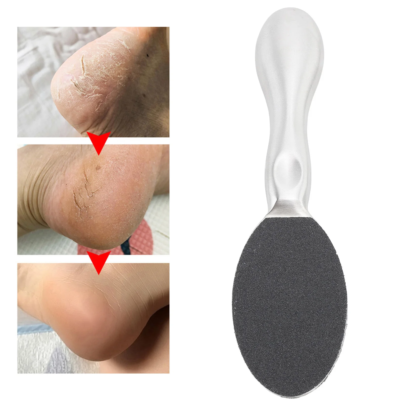 Foot File Callus Remover Scrubber Stainless Steel Dead Skin Scraper Double Sided Ergonomic Foot Rasp Pedicure Tool