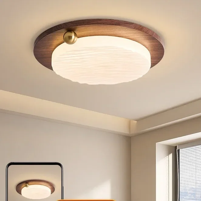 Retro, bedroom, ceiling light, wabi-sabi wind, walnut pattern, gypsy, study, second bedroom light, full spectrum, eye protection