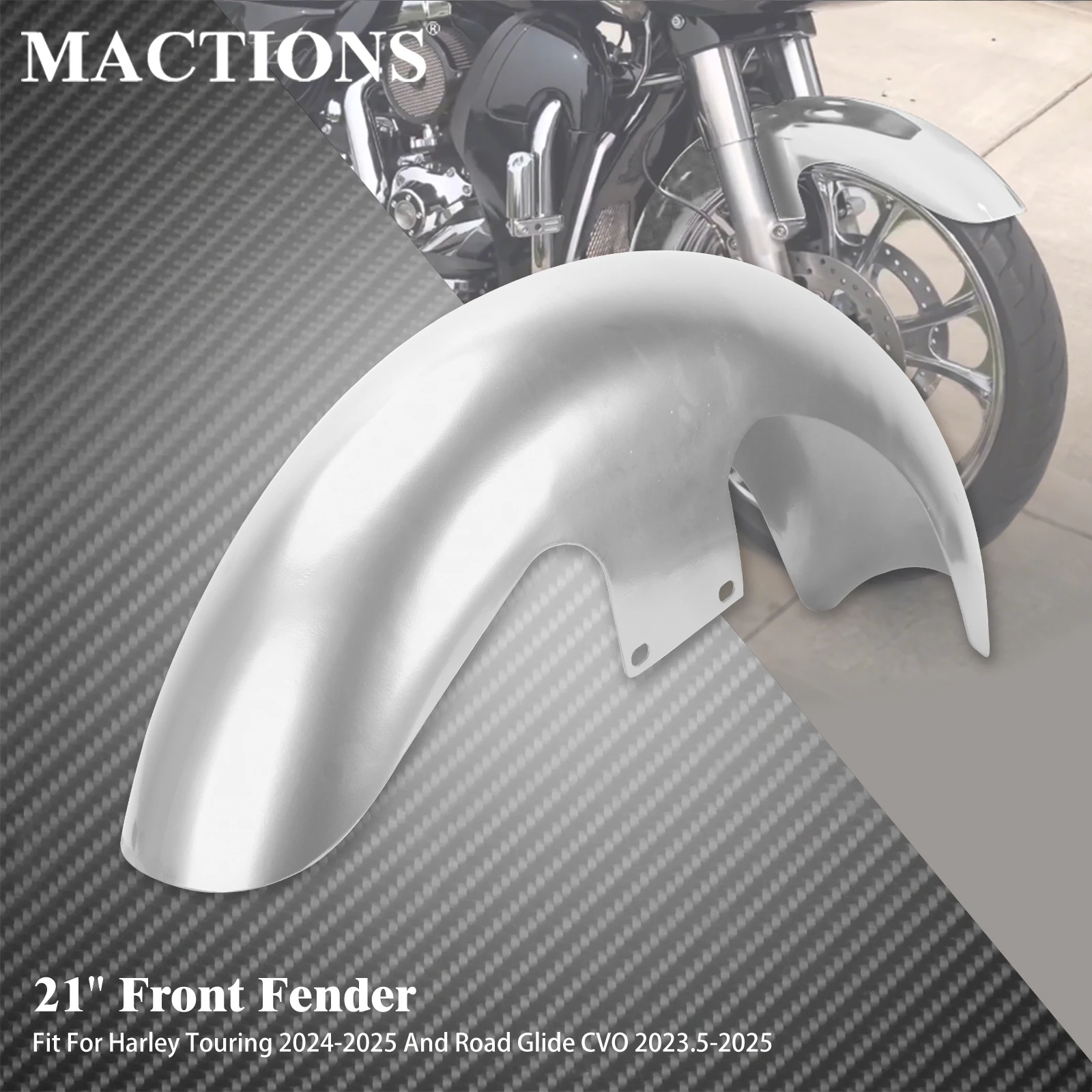 

Motorcycle Front Fender 21" Iron Wheel Wrap Unpainted Mudguard Protector Cover For Harley Touring Electra Street Glide 2024-Up