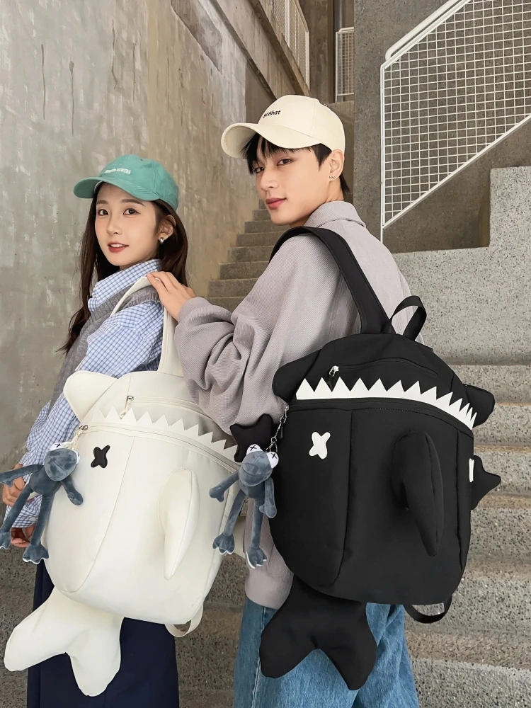 Fashionable Double Shoulder Backpack for Boys And Girls Travel Dinosaur Monster Ins Bookbag Motorcycle Backpack Casual Simple...
