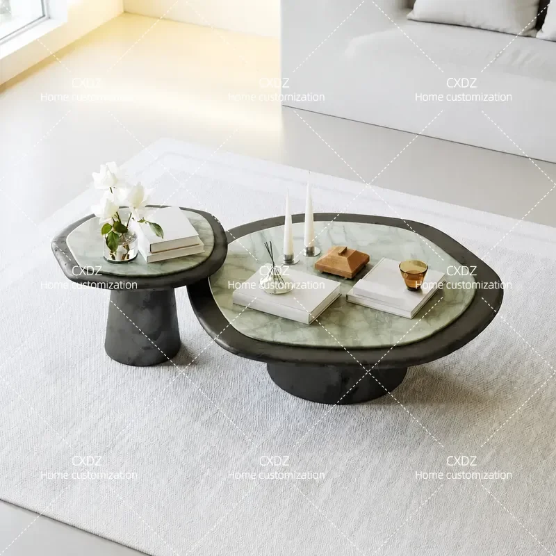 Luxury Marble Coffee Table Modern Living Room Hotel Lobby Reception Desk Small Apartment Unique Shape Combination Side Table