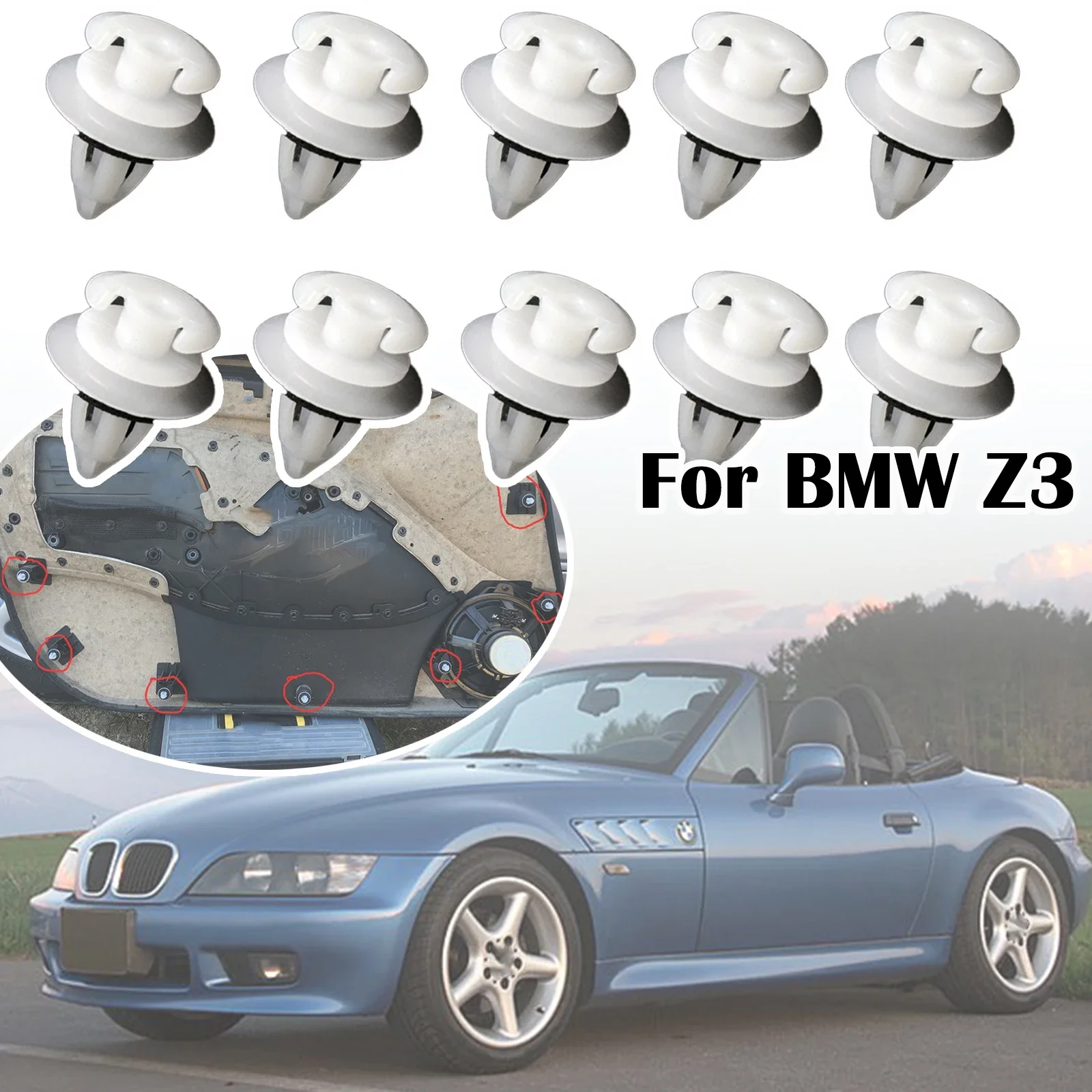 

10 Pcs Anti Rattle Door Card Interior Panel Trim Clips Boot Covers Fascia Lining Bumper Holder For BMW Z3 Coupe E36 Roadster E36