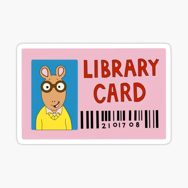 Arthur Library Card  5PCS Stickers for Laptop Funny Stickers Kid Decorations Car Art Living Room Room Decor  Wall Window