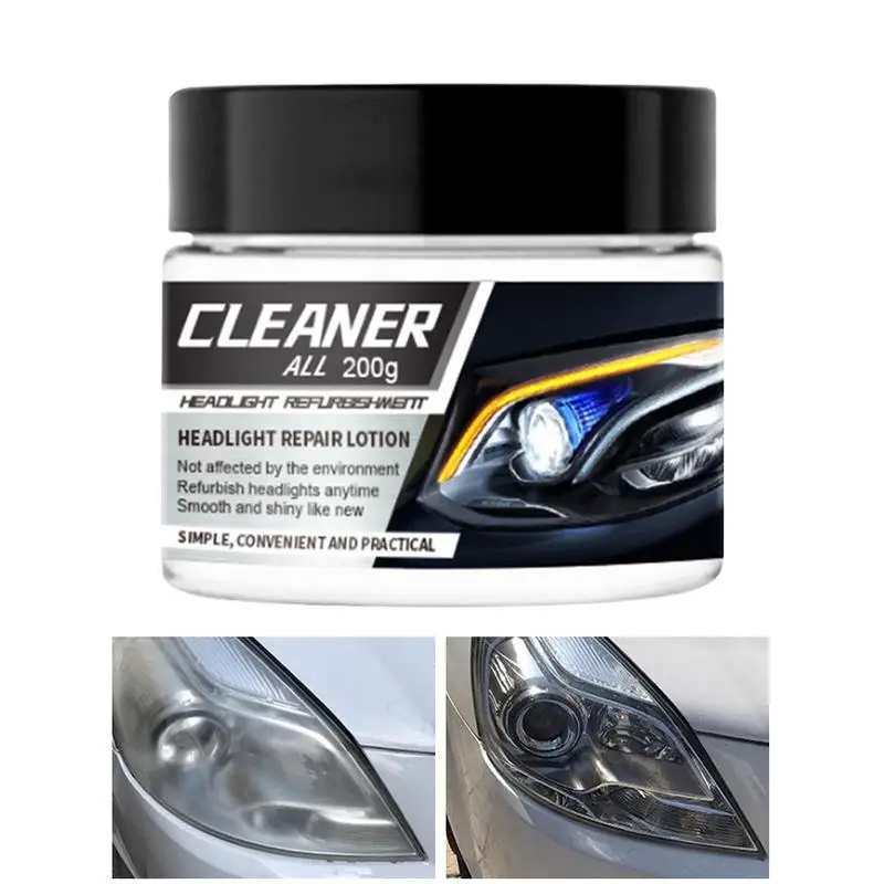 

Head Light Cleaner For Cars 200g Car Headlights Cleaner And Restoration Lotion Car Headlight Restoration Kit Car Light Cleaner