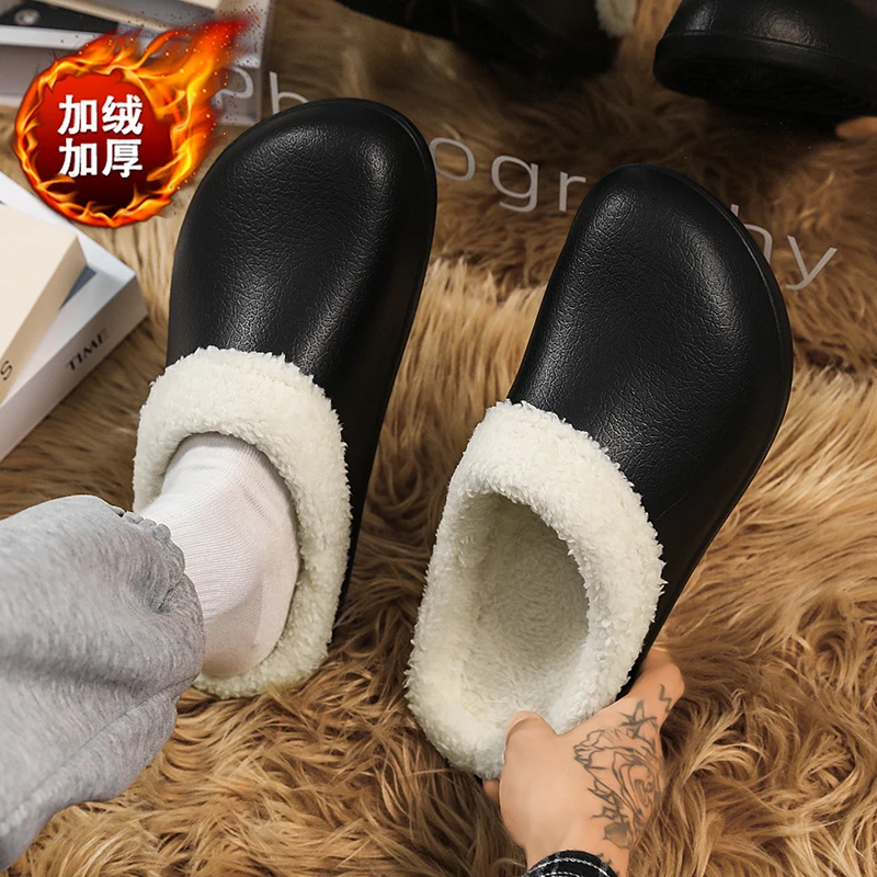

Slippers for Men Men's Slippers Soft and Comfortable Add Velvet Wear-resistant Non-Slip Shoes for Men Couple Women Home Shoes