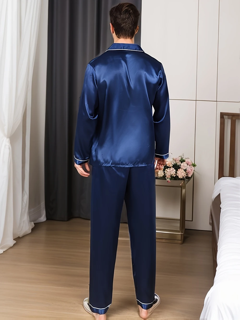 Pajamas for men New in Single-breasted Long Sleeve Big Size Microfiber Pijama Male Home Clothes Winter Sleepwear For Sleeping