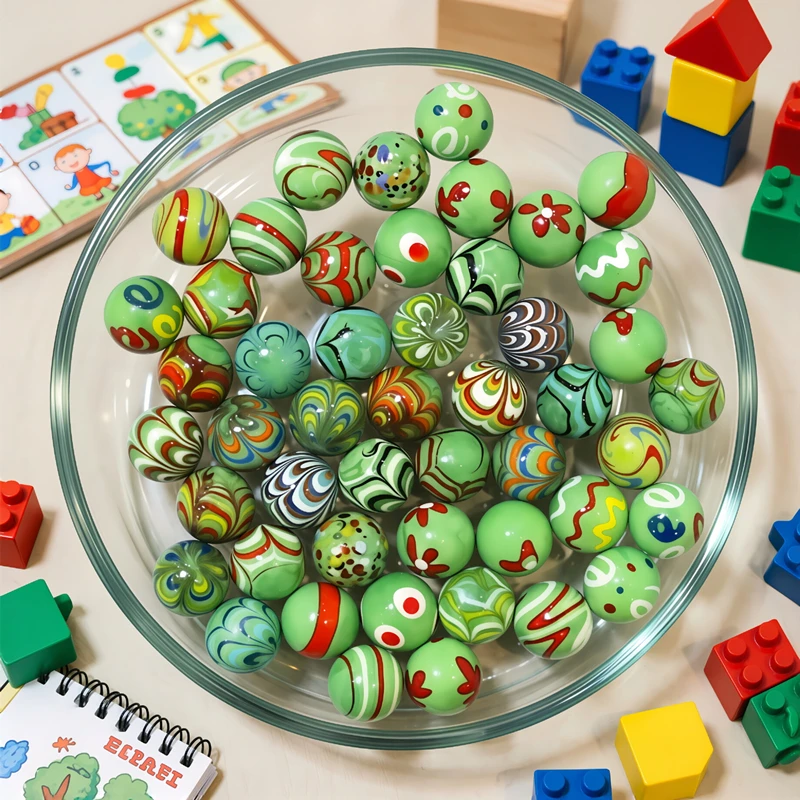 

6pcs 16MM Green Rare Glass Marbles Ball Ornament Home Table Vase Bonsai Aquarium Garden Decor Accessories Festive Gifts for Kids