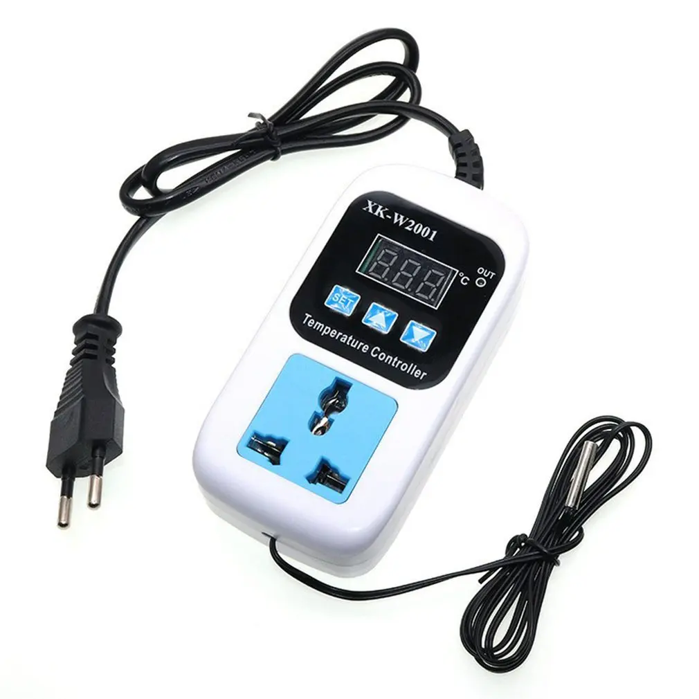 W2001 W2002 AC 110-220V 1500W Phích Cắm Châu Âu Kỹ Thuật Số Ổ Cắm Bình Giữ Nhiệt Điều Chỉnh Bộ Điều Khiển Nhiệt Độ Máy Vi Tính Ổ Cắm NTC cảm Biến