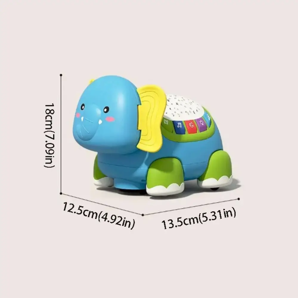 Éléphant rampant à distance avec son léger, fonction minuterie lumineuse colorée, jouets de développement précoce, jouets rampants pour bébé, temps du ventre